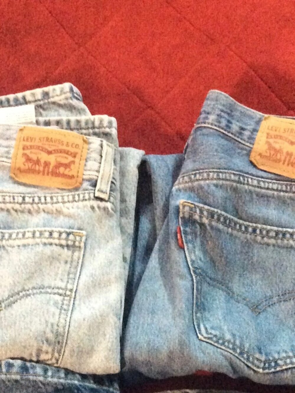 2 Pair of Levi Strauss Denim Straight Leg "Low Pro Straight" Waist Size 25 & 27"